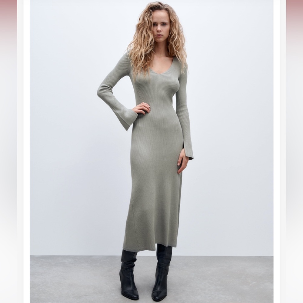 Zara long knit dress gray